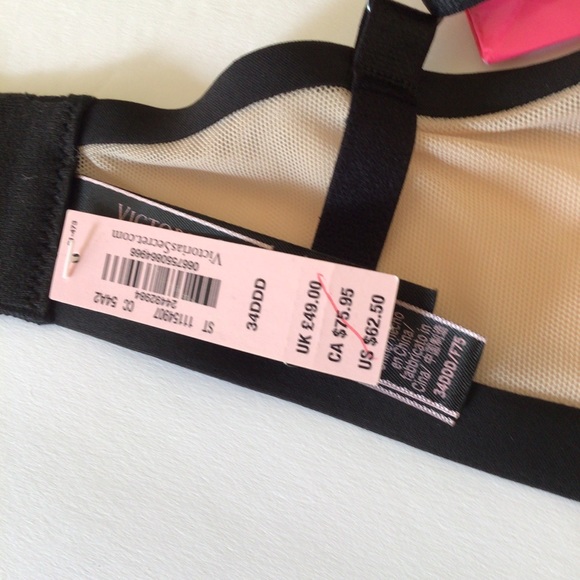 VICTORIA SECRET BLACK NUDE LINED DEMI BRA 34DD NWT - Picture 8 of 16